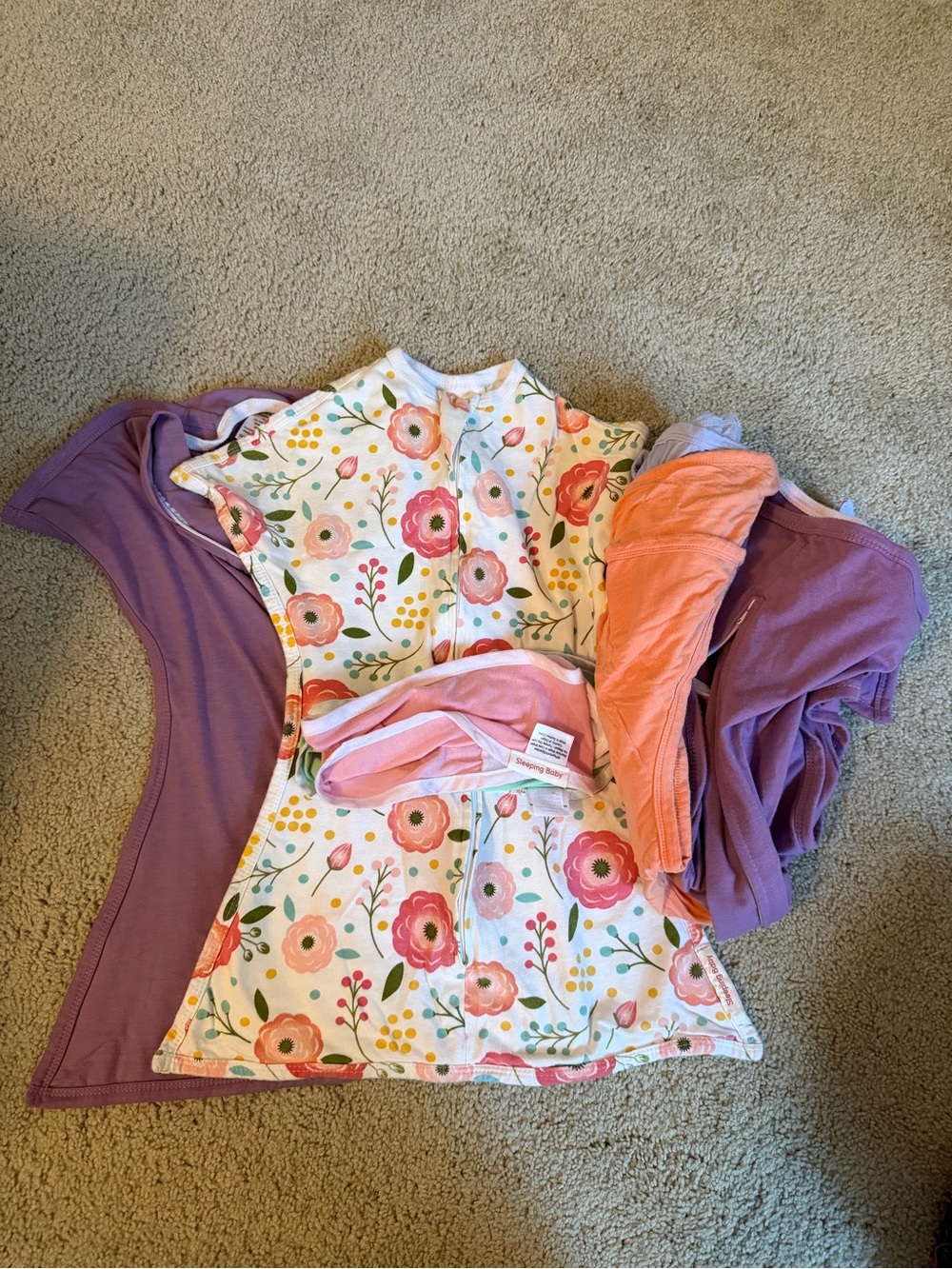 Sleeping Baby Girls Floral Zip-Front Sleep Sack - Pink & Purple & Coral
